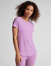 purple scoop neck short sleeve t-shirt.