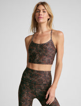 leopard printed racerback cropped tank top.