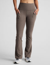 brown flare pants with slit at sides