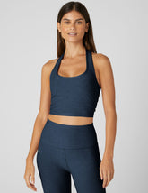 blue cropped halter top.