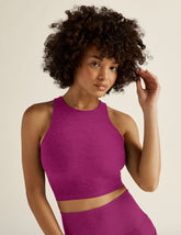 purple high scoop neckline crop tank