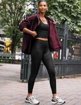 black viper print high-waisted midi leggings.