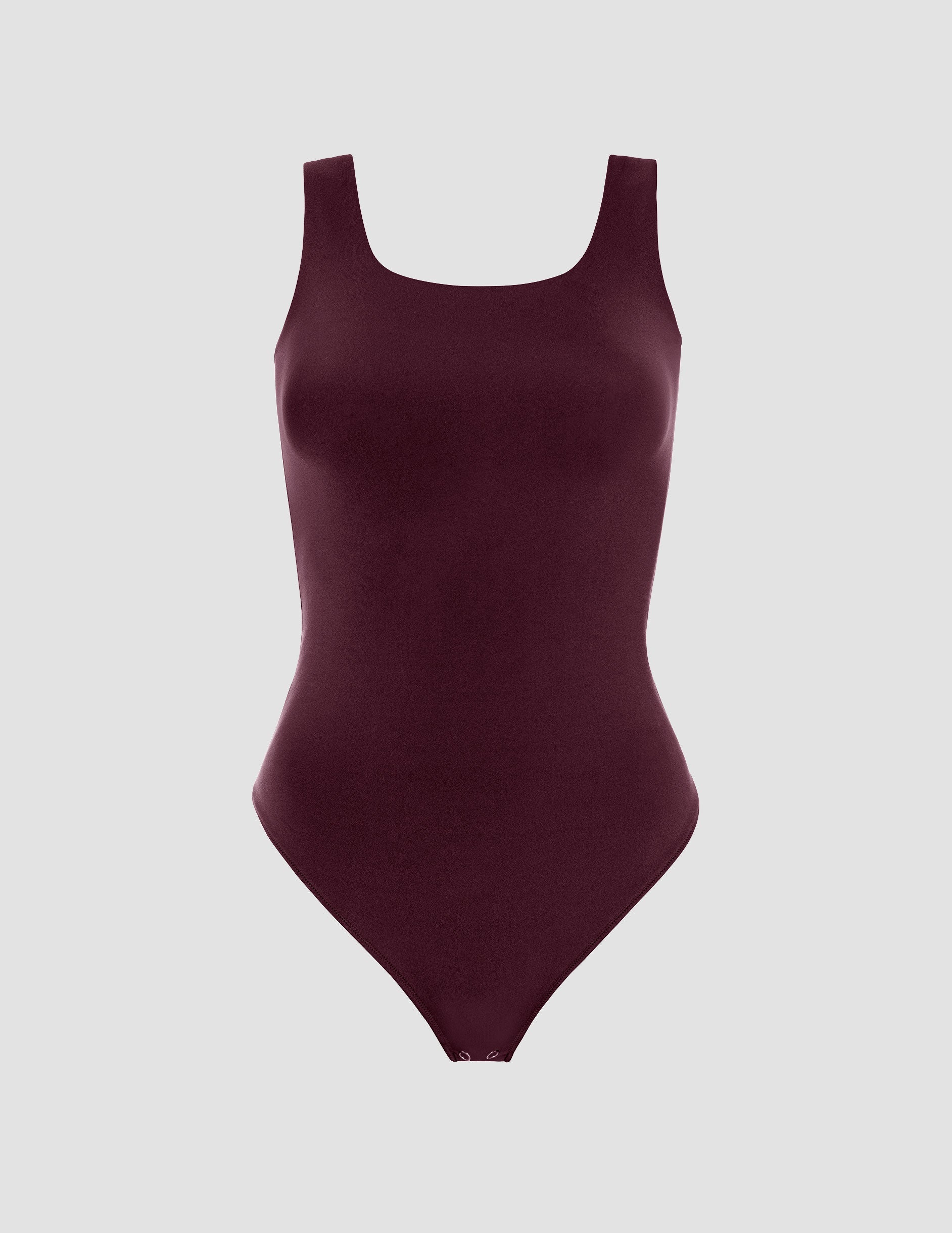 red double-layered square neckline bodysuit.