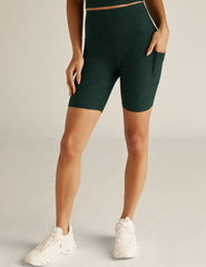 green 7" pocket biker shorts. 