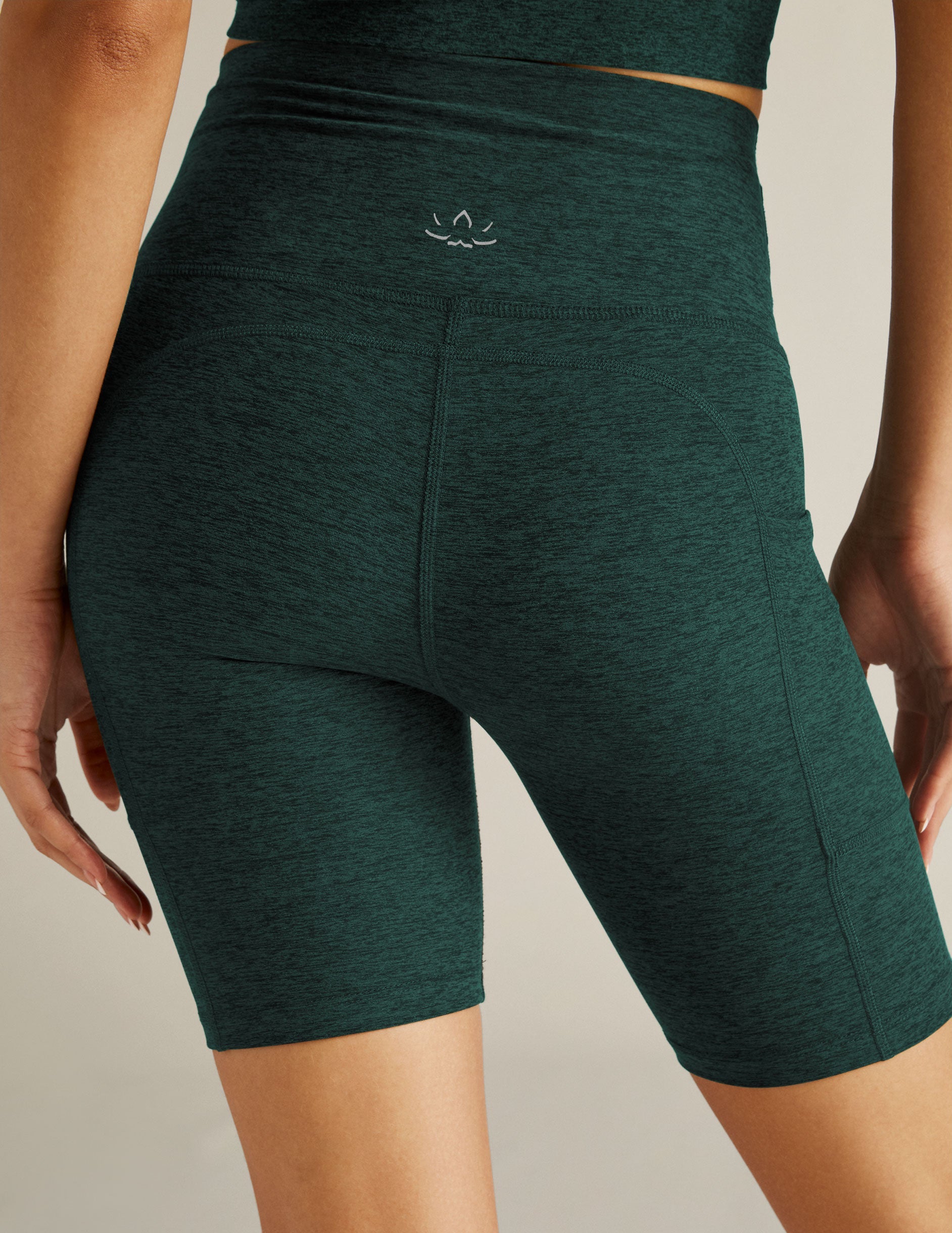 green 7" pocket biker shorts. 