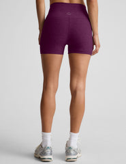 purple high-waisted 3" inseam biker shorts. 