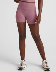 pink high-waisted 3" inseam biker shorts. 