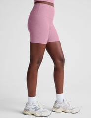 pink high-waisted 5" biker shorts. 