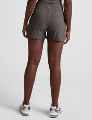 grey 3" inseam shorts with side pockets. 